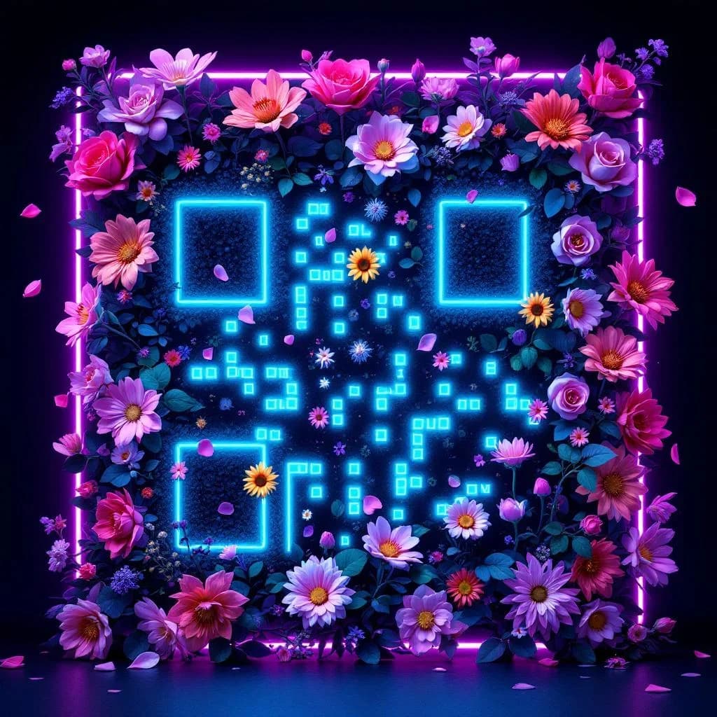 AI QR code in floral style - elegant, natural design for wellness and organic brands
