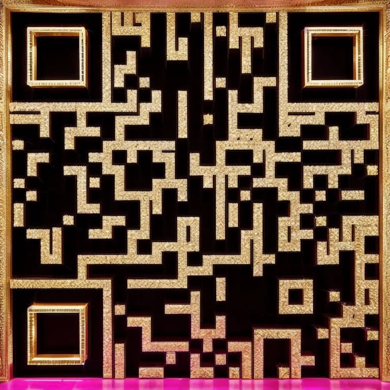 AI QR code art for fashion brands - luxury editorial style with pink and gold accents, scannable