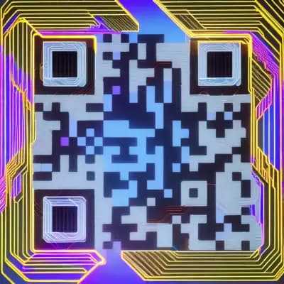 AI QR code art example - Neon Circuit preset for technology and digital brands