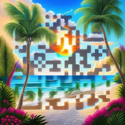 AI QR code art example - Tropical Paradise preset for travel and leisure