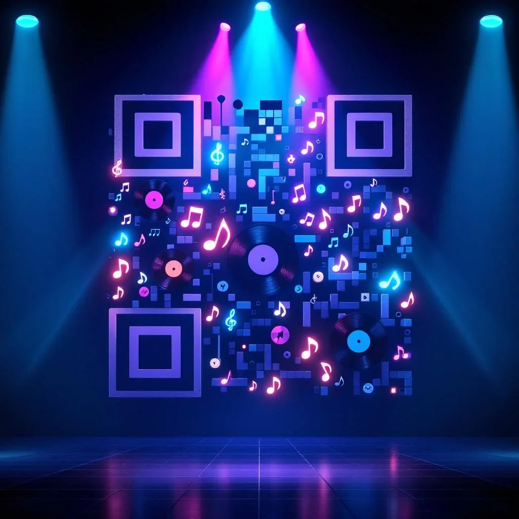 AI QR code in music style — dynamic, energetic design for musicians and performers